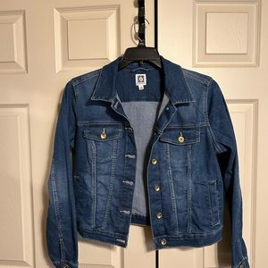 Anne Klein denim jacket size M, gold buttons, two pockets with buttons.